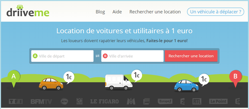 Location de voitures et utilitaires à 1€